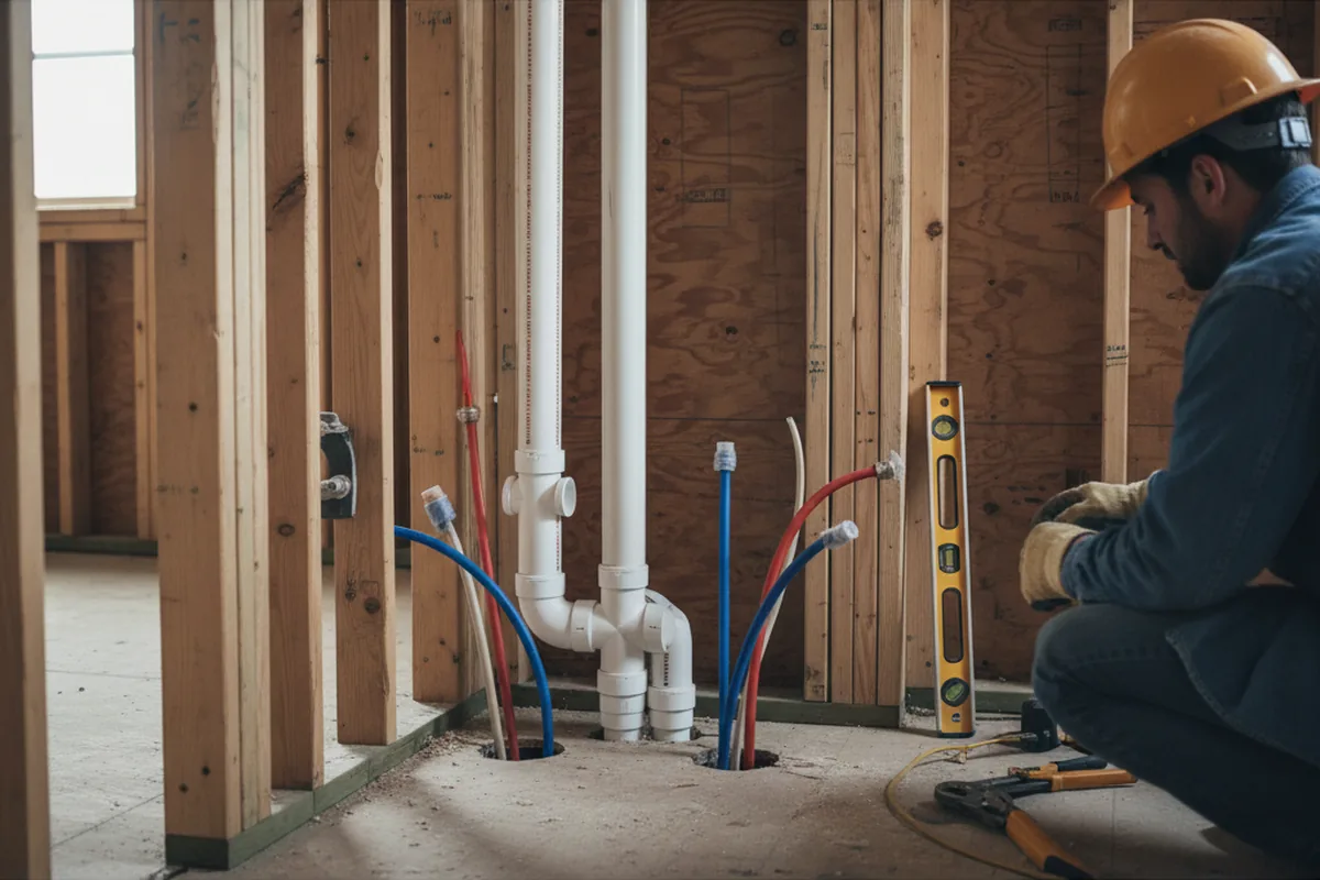 Drain and supply rough-in during Leak Detection in Paloma